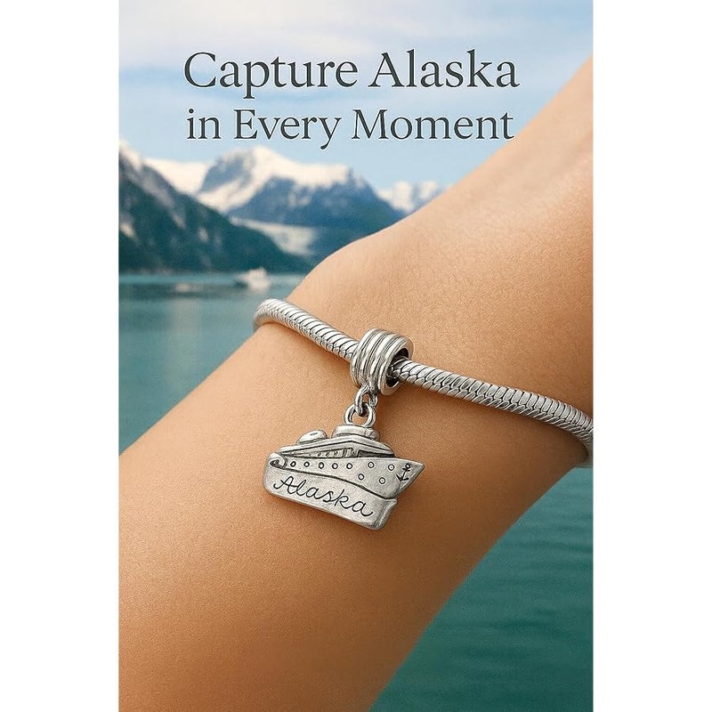 SEXY SPARKLES Carved Alaska Cruise Boat Charm Bead Spacer Compatible for Most European Snake Chain Bracelets, Metal - Image 5