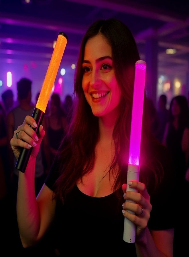 OMTLED LED Glow Sticks Reusable Glow Party Favor Supplies Multicolor Light Up Stick Idol Concert LED Flashing Bright Glow Lightsticks for Wedding, Birthday, Raves, Concert, Halloween, Christmas (Black-2Pack) - Image 2