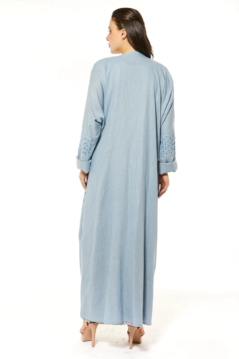 Moistreet  Embroidered Flared Sleeve Abaya for Women | Best Price UAE