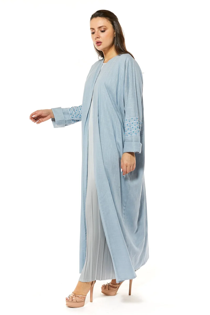Moistreet  Embroidered Flared Sleeve Abaya for Women | Best Price UAE