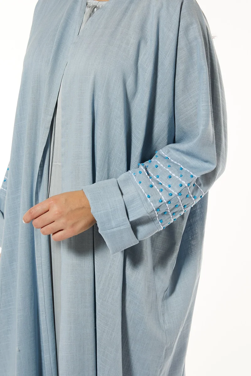 Moistreet  Embroidered Flared Sleeve Abaya for Women | Best Price UAE