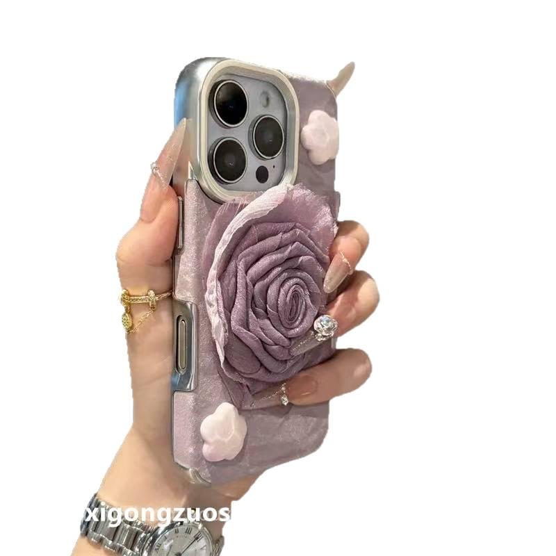 غطاء واقي بسيليكون لـ iPhone 12 Pro مع حماية من السقوط ولمسة نهائية غير لامعة مع مقاوم للصدمات مع نقشة زهور باللون Flower بتصميم زهري من السيليكون - Image 5