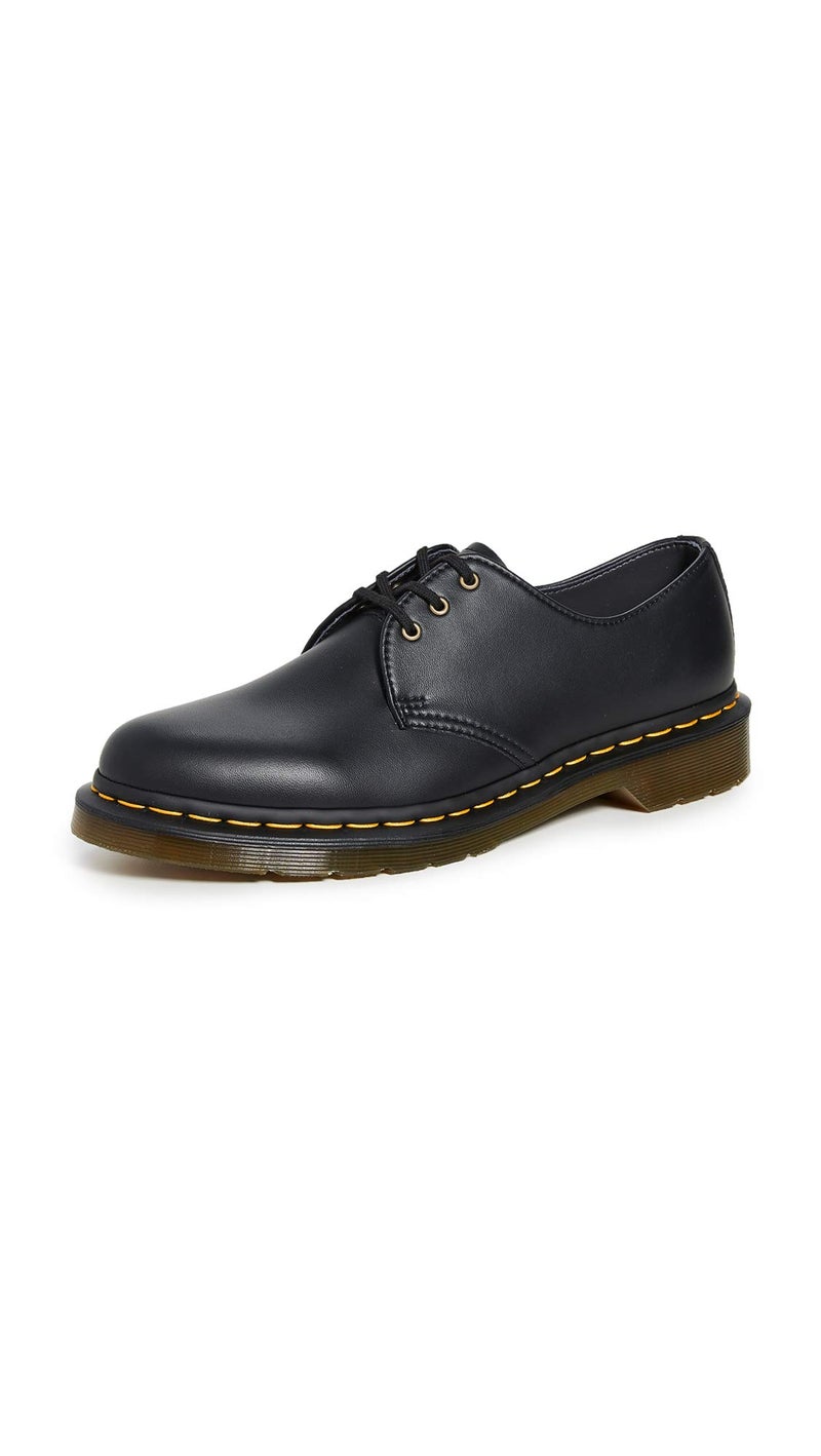 Dr Martens حذاء أكسفورد د. مارتنز للجنسين النباتي 1461، أسود فيليكس روب أوف، 14 نساء/13 رجال - Image 1