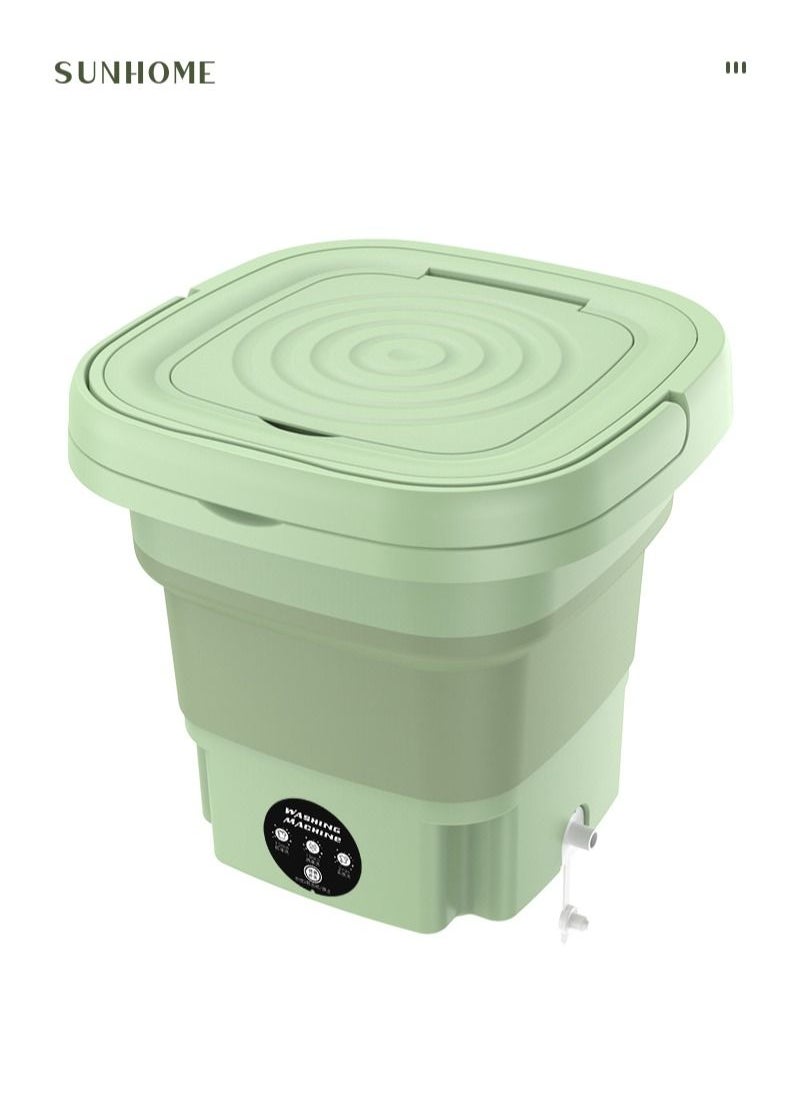 Sunhome - Foldable and Portable Mini Washing Machine with Drain Basket for Traveling or Home 8L 10W MLSC-01 Green - Image 1