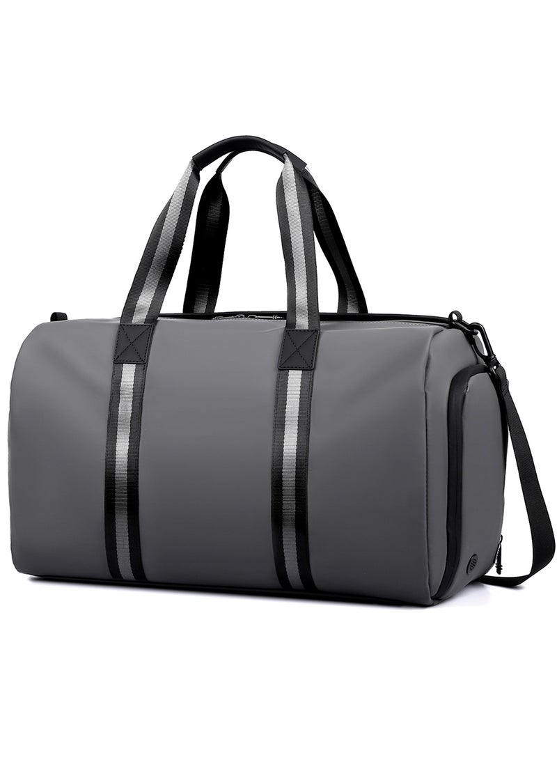 TokFaa Travel Duffle Bag for Men Women Sports Gym Bag 45L Weekender Overnight Luggage Bag with Shoes Compartment and Wet Pocket Carry on Bag Yoga Swimming Tote Shoulder Bag with Strap（Grey） - Image 1