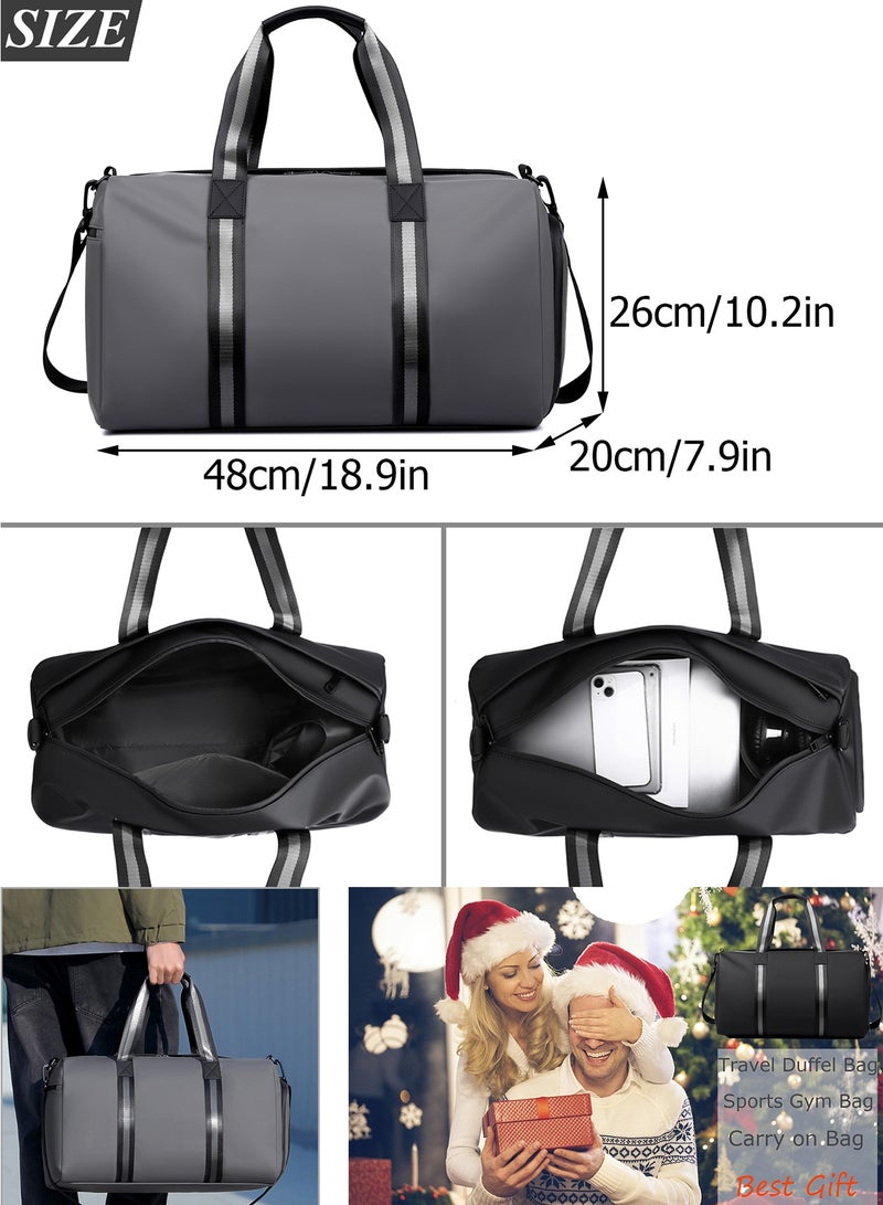 TokFaa Travel Duffle Bag for Men Women Sports Gym Bag 45L Weekender Overnight Luggage Bag with Shoes Compartment and Wet Pocket Carry on Bag Yoga Swimming Tote Shoulder Bag with Strap（Grey） - Image 2