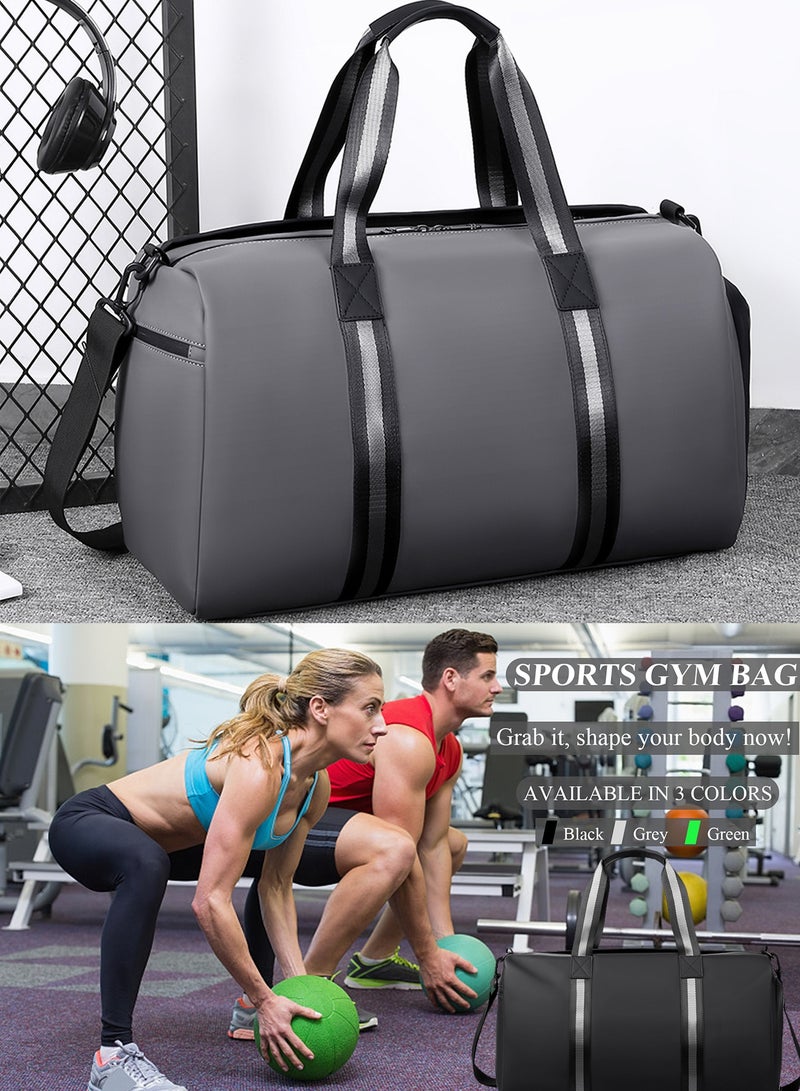 TokFaa Travel Duffle Bag for Men Women Sports Gym Bag 45L Weekender Overnight Luggage Bag with Shoes Compartment and Wet Pocket Carry on Bag Yoga Swimming Tote Shoulder Bag with Strap（Grey） - Image 3