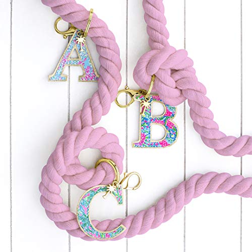 Lilly Pulitzer Leatherette Initial Keychain, Letter Bag Charm for Women, Best Fishes (A) - Image 3