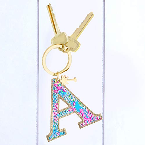 Lilly Pulitzer Leatherette Initial Keychain, Letter Bag Charm for Women, Best Fishes (A) - Image 4