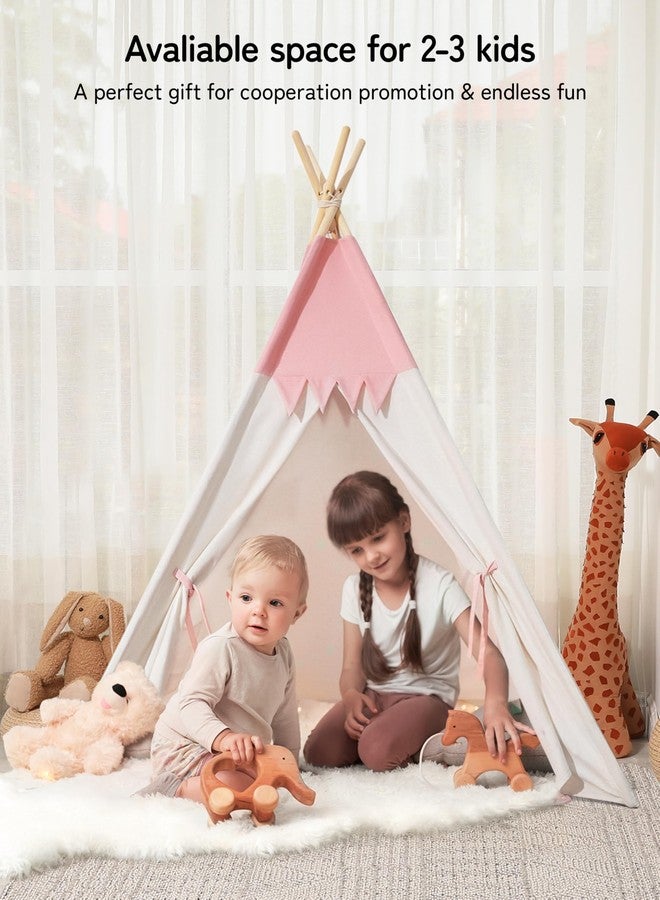 besrey Tipi Tent for Children, Tippi Children's Tent, Outdoor Children's Room, Girls, Children's Tent for Indoor, Play Tent Children (Pink+White) - Image 4