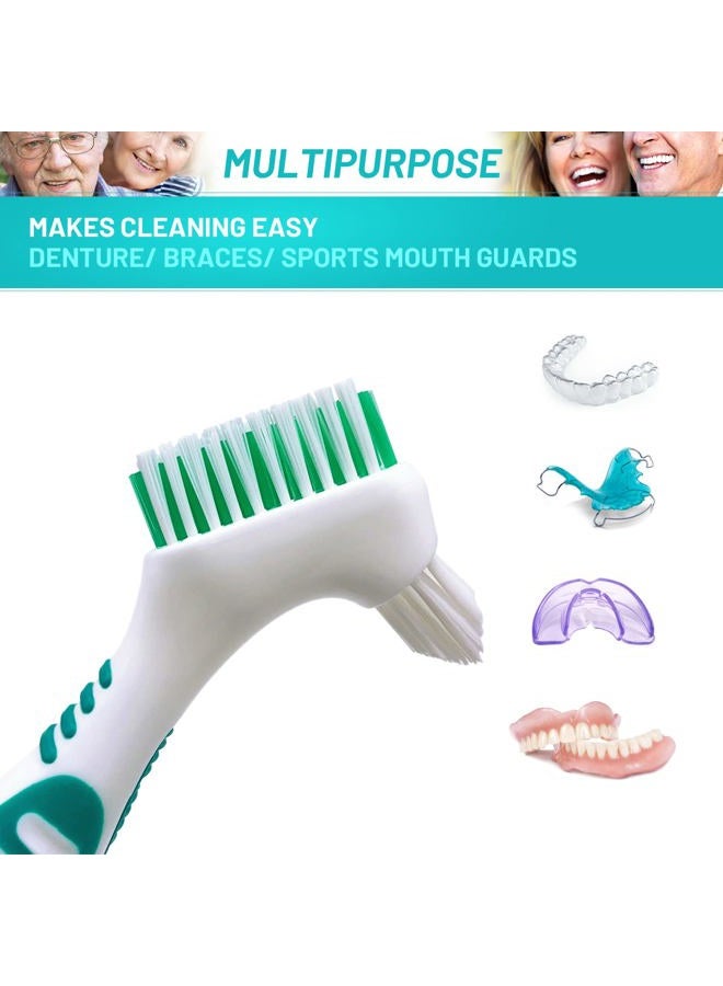 Mckkor 4 Pack Cleaning Brush, Double Sided Toothbrushes, Multi-Layered Bristles & Ergonomic Rubber Anti-Slip Handle, for Denture Care - Image 3