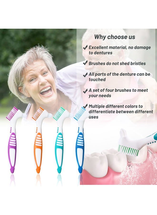 Mckkor 4 Pack Cleaning Brush, Double Sided Toothbrushes, Multi-Layered Bristles & Ergonomic Rubber Anti-Slip Handle, for Denture Care - Image 4