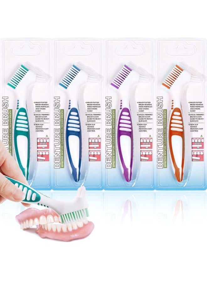 Mckkor 4 Pack Cleaning Brush, Double Sided Toothbrushes, Multi-Layered Bristles & Ergonomic Rubber Anti-Slip Handle, for Denture Care - Image 1