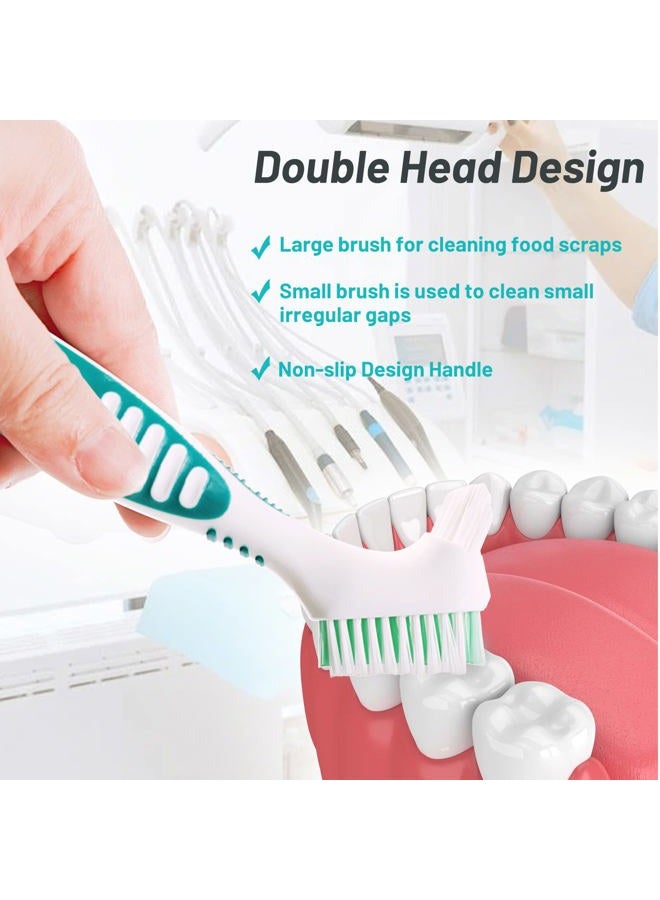 Mckkor 4 Pack Cleaning Brush, Double Sided Toothbrushes, Multi-Layered Bristles & Ergonomic Rubber Anti-Slip Handle, for Denture Care - Image 2