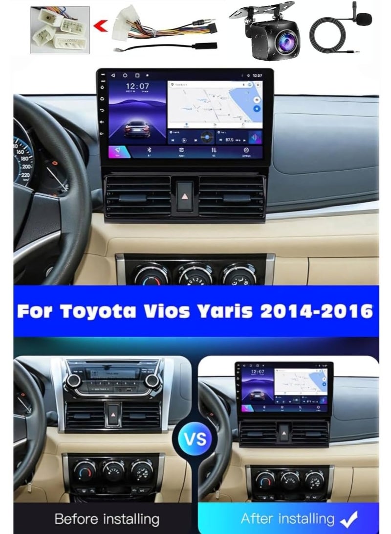 فيريكس شاشة أندرويد للسيارة تويوتا ياريس 2013–2016 | شاشة لمس QLED مقاس 10.1 بوصة مع Apple CarPlay وAndroid Auto لاسلكي | ذاكرة 8+128GB عالية السرعة | كاميرا خلفية AHD مرفقة | بلوتوث، واي فاي، GPS، صوت DSP، تشغيل سريع - Image 2