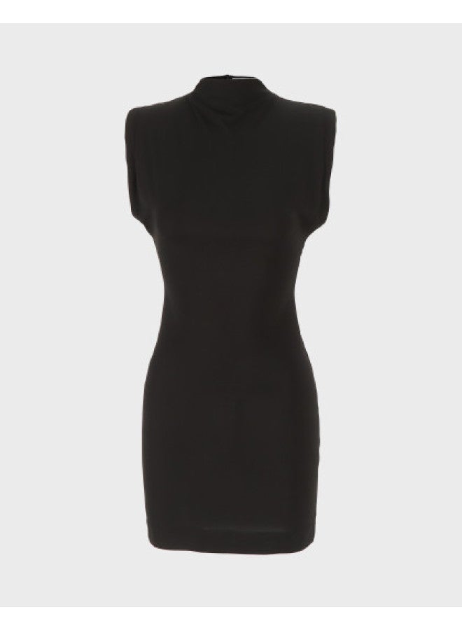 Zara solid Color High-end Light Mature Shoulder-padded Sleeveless Round Neck Waist-cinching A-line Short Dress - Image 1