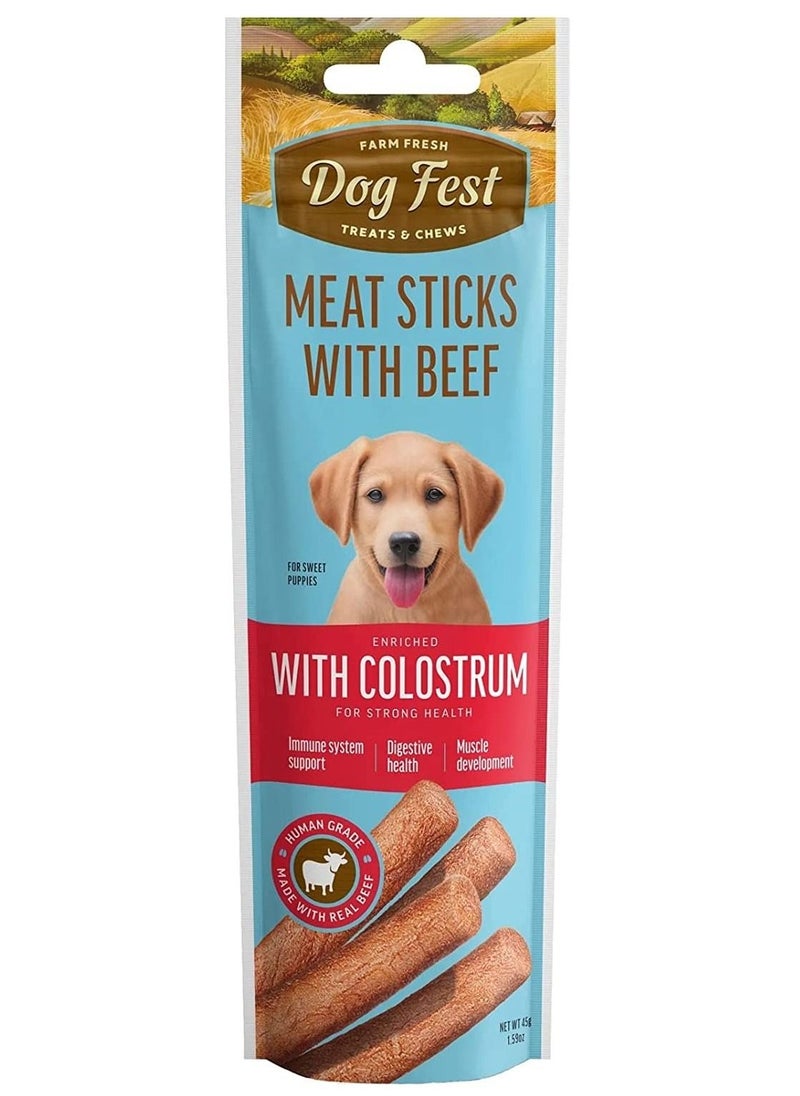 Dog Fest Beef Meat Stick With Colostrum Puppy Treats 45g 
