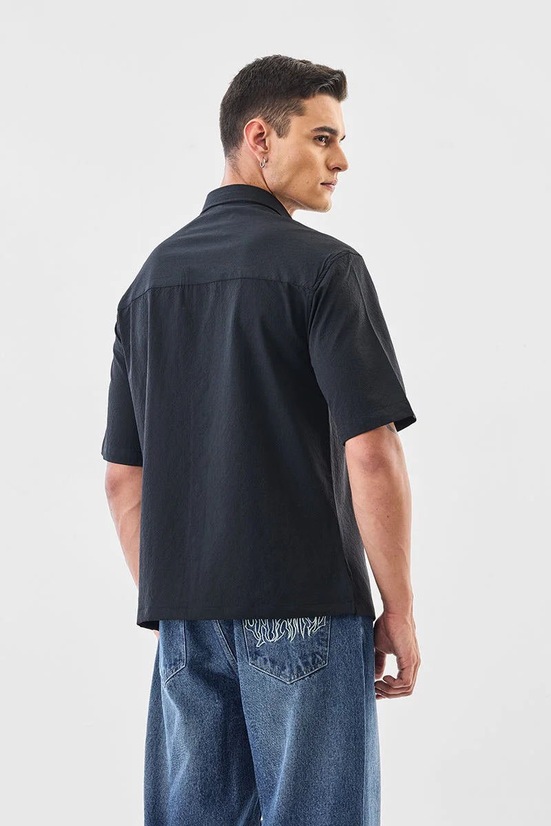 SNITCH black Textured Oversized Shirt for Men | Best Price UAE