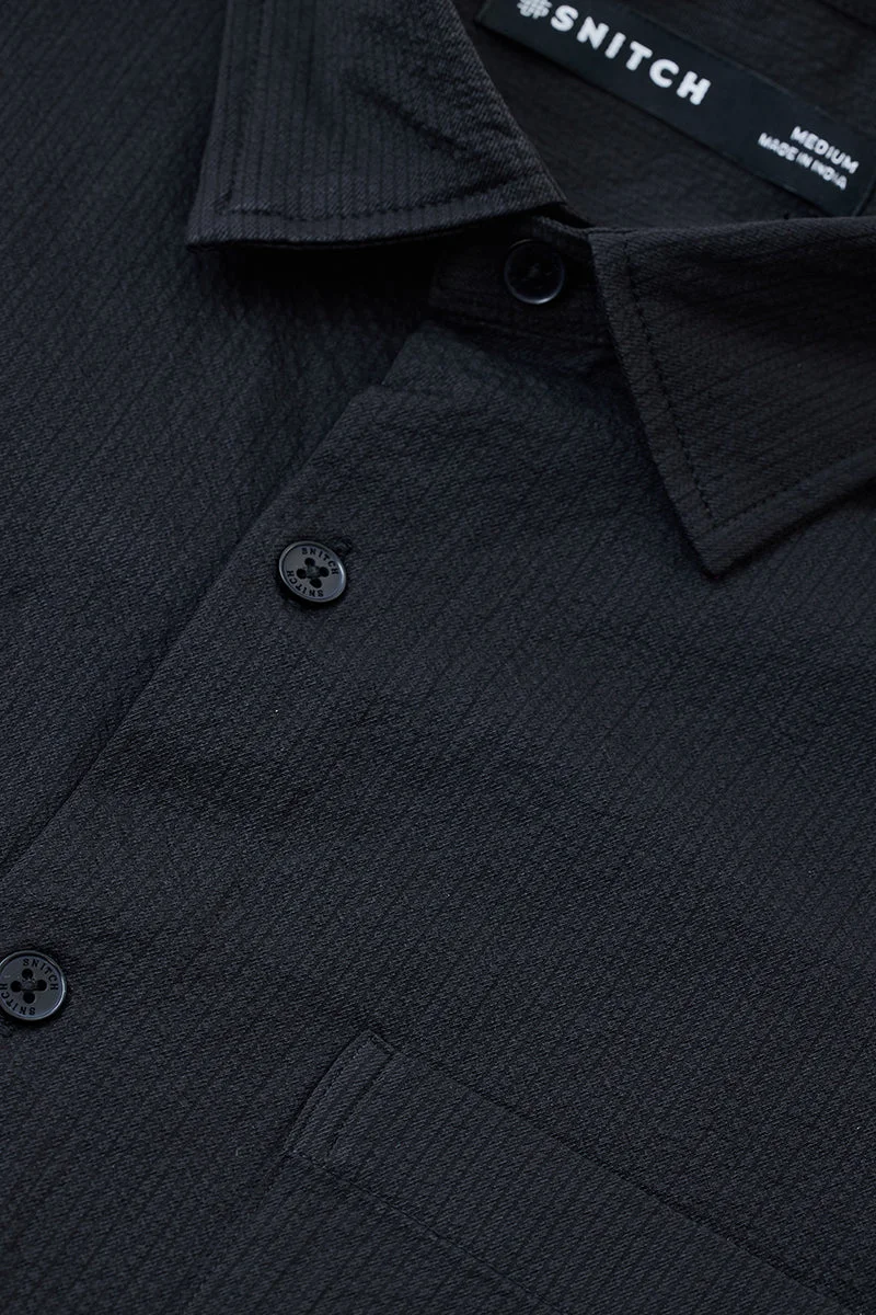 SNITCH black Textured Oversized Shirt for Men | Best Price UAE