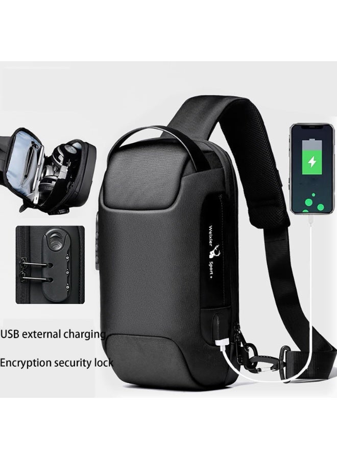 حقيبة كروس بودي للرجال مضادة للسرقة ومضادة للماء ومناسبة للسفر مع منفذ شحن USB - Image 2