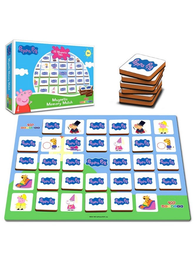 Wembley - Peppa Pig Magnetic Memory Match Game for Kids Family Fun & Fast Children Learning & Educational Brain Memory Game Puzzle 32 Tiles with 64 Picture Icons Birthday Gift for Boys Girls - Image 1