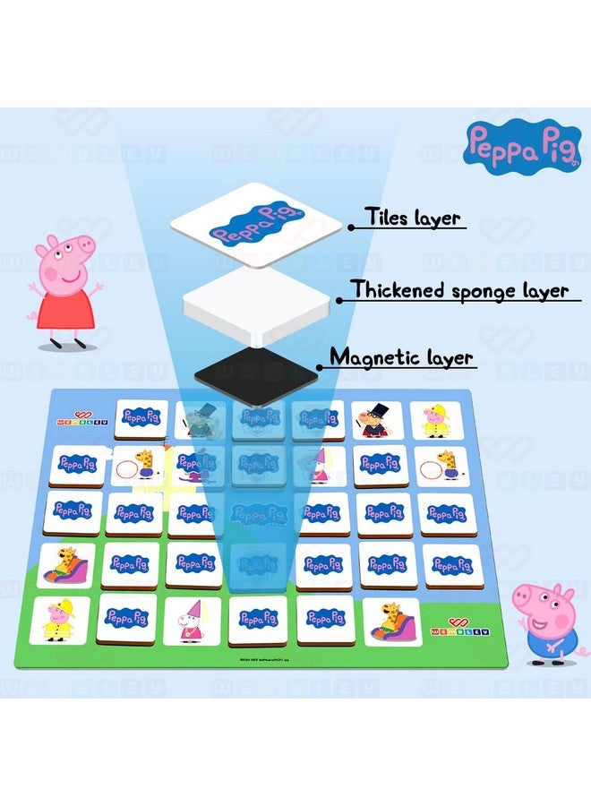 Wembley - Peppa Pig Magnetic Memory Match Game for Kids Family Fun & Fast Children Learning & Educational Brain Memory Game Puzzle 32 Tiles with 64 Picture Icons Birthday Gift for Boys Girls - Image 5