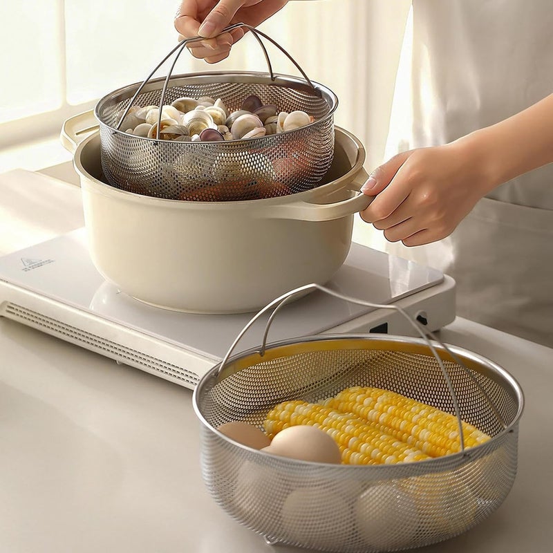 Mesh Steamer Basket for Pot - Stainless Steel Steamer Insert, Kitchen Tool with Handle, Cooking with Multipurpose Use, Foldable and Expandable, Steamers Basket for Daily Meal Prep - Image 3
