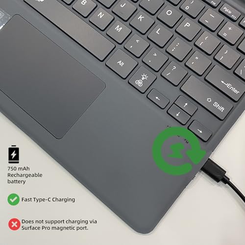 Zoof Keyboard for Microsoft Surface Pro Copilot+ (11th Edition) / Pro 11 / Pro 10/9 / 8 / X, 13 inch, Detachable Type Cover with Touchpad, Without Backlit & Pen Holder (Fossil) - Image 4