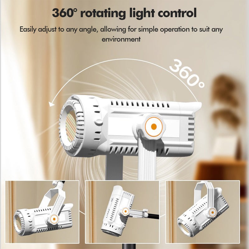 FlashHawk 150W LED Video Light with Standard Reflector & Remote Control - 3200K-5600K Dimmable, CRI>96, Bowens Mount, U-shaped 360° Rotation COB Photography Light for Studio/Streaming-White - Image 5