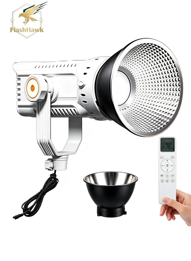FlashHawk 150W COB Bi-ColorVideo Light 150W 3200K-5600K CRI96 Bowens Mount Studio Lighting,36000 Lux - Image 1