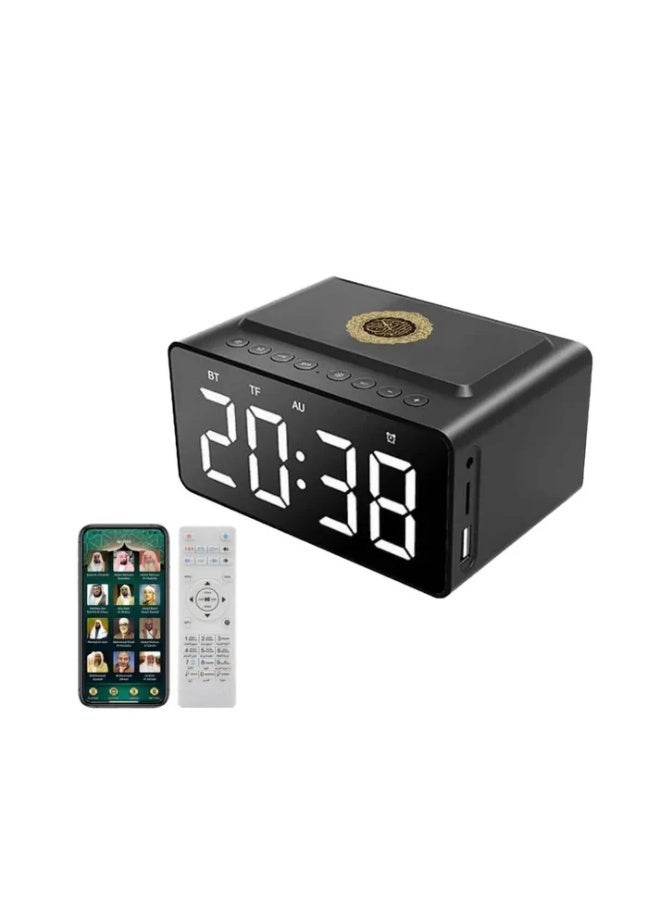HONTON SQ-808 Digital Quran Speaker with Azan Alarm Clock, Bluetooth & LED Display – Full Quran Audio, 8GB Storage, FM Radio, USB Port, App Control & Powerful Battery Backup – Islamic Prayer Time Reminder, Smart Bedside Clock, Ramadan Essentials & Perfect Islamic Gift - Image 1