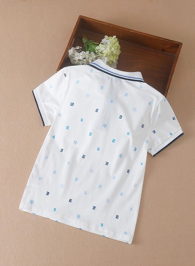 KUYEEBEAR Boys Classic School Short Sleeve Printed Polo T Shirt  - Image 2