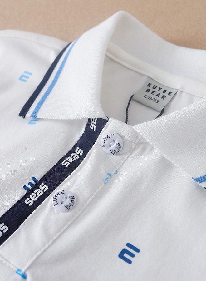 KUYEEBEAR Boys Classic School Short Sleeve Printed Polo T Shirt  - Image 3