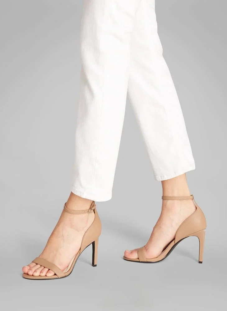 CALVIN KLEIN LEATHER HEELED SANDALS - 9 CM