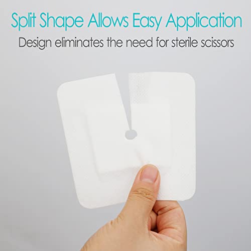 DiaBelt Peritoneal Dialysis PD Catheter Drain Split Bordered Gauze Island Dressing Pad for Stomach Feeding Peg J Tube| Individually Packed| Wound Bandage with Adhesive Border 4" x 4" (Pack of 20) - Image 5