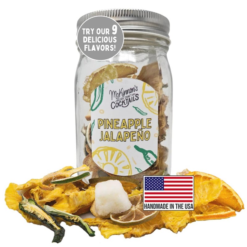 McKinnon’s Dry Craft Cocktails Dehydrated Fruits and Herbs, DIY Mixology, Infusion Kit, Mason Jar Serves 8 - 16 Drinks (Pineapple Jalapeno, 1 Jar) - Image 1