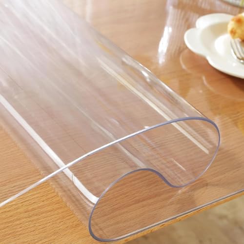 BMRGIFTS Transparent PVC Table Cover – Waterproof Clear Table Protector for 4 & 6 Seater Dining Table, Office Desk, Thick Heavy Duty Tablecloth, Spill-Proof, Easy to Clean 1.5 MM 18x42 inch - Image 2