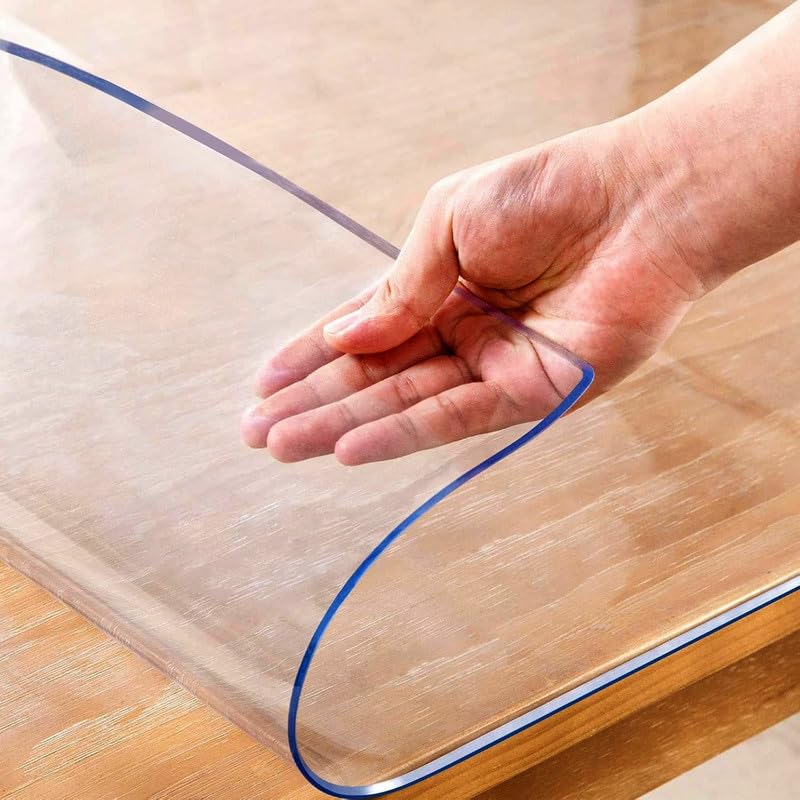BMRGIFTS Transparent PVC Table Cover – Waterproof Clear Table Protector for 4 & 6 Seater Dining Table, Office Desk, Thick Heavy Duty Tablecloth, Spill-Proof, Easy to Clean 1.5 MM 18x42 inch - Image 1