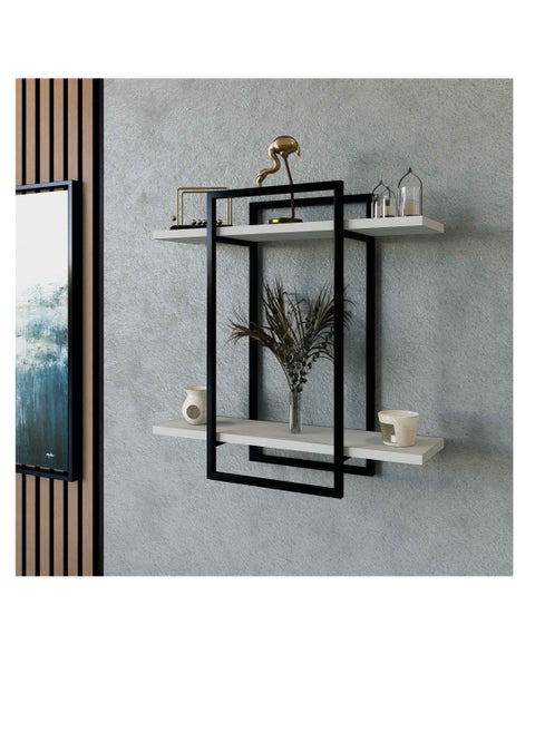 SHRAF-H20 wall shelf, metal frame and white wood