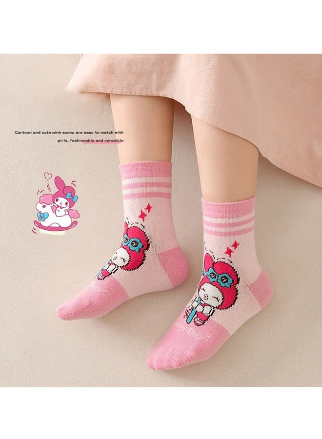 Cartoon pattern children's socks, mid-calf socks, cotton socks, autumn and winter stockings, comfortable and versatile (size: M (suitable for children aged 3-5) - Melody - Image 3
