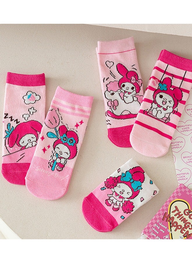 Cartoon pattern children's socks, mid-calf socks, cotton socks, autumn and winter stockings, comfortable and versatile (size: M (suitable for children aged 3-5) - Melody - Image 5
