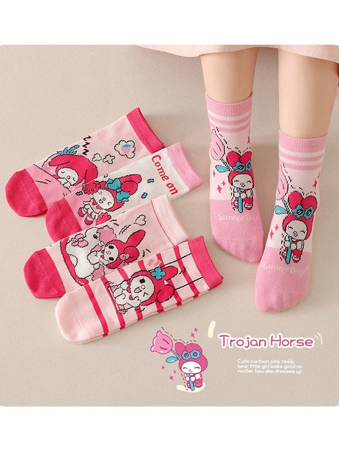 Cartoon pattern children's socks, mid-calf socks, cotton socks, autumn and winter stockings, comfortable and versatile (size: M (suitable for children aged 3-5) - Melody - Image 2