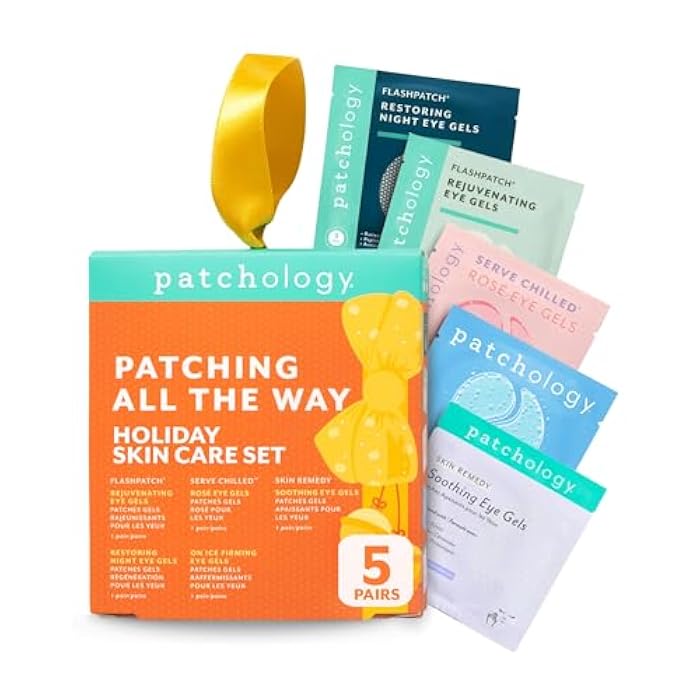 Patchology Patching All The Way Gift Set – Hydrating Under Eye Masks with Collagen, Retinol, Hyaluronic Acid – Christmas Gift & Beauty Stocking Stuffer for Puffy Eyes 5-Pair Sampler (Limited Edition) - Image 1