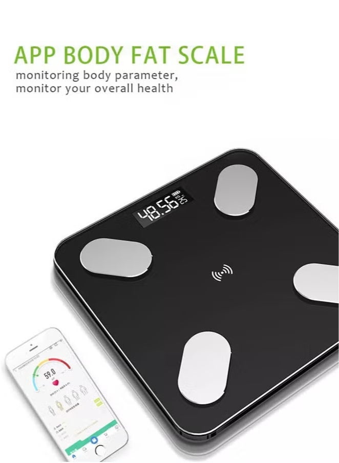 Generic Protable Body Scale Multi-Functional Intelligent Bluetooth Electronic Body Fat Scale With Smartphone App Body Composition Analyzer(Black)  - Image 2