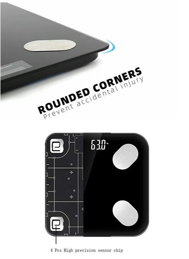 Generic Protable Body Scale Multi-Functional Intelligent Bluetooth Electronic Body Fat Scale With Smartphone App Body Composition Analyzer(Black)  - Image 5
