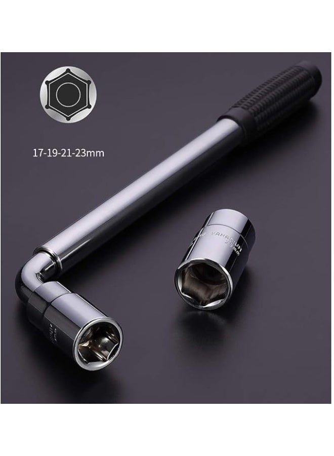 2-in-1 Car Roadside Emergency Pack – Extendable L-Type Wheel Wrench with 17/19/21/23mm Sockets + Heavy Duty Car Lifting Jack - Image 2