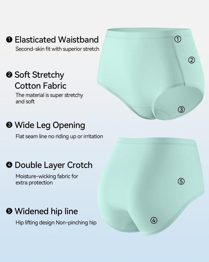 Annenmy High Waisted Ladies Underwear Women's Cotton Panties Full Coverage Briefs Postpartum Stretch Ladies Panties 6 Pack L Multicolor - Image 2