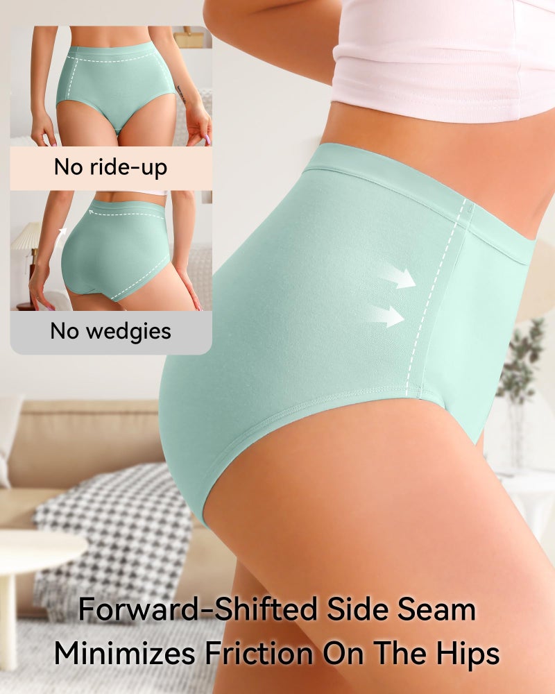Annenmy High Waisted Ladies Underwear Women's Cotton Panties Full Coverage Briefs Postpartum Stretch Ladies Panties 6 Pack L Multicolor - Image 5