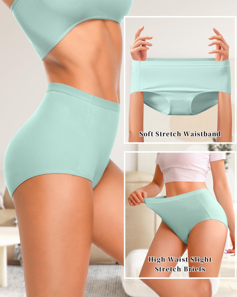Annenmy High Waisted Ladies Underwear Women's Cotton Panties Full Coverage Briefs Postpartum Stretch Ladies Panties 6 Pack L Multicolor - Image 3