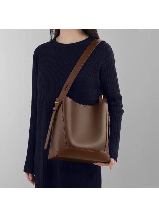 Yuyula Leather Bucket Bag, Women's Handbag, Large Capacity, Luxury Shoulder Crossbody Bag, Birthday Gift For Girlfriend, Qixi Festival Gift - Image 1